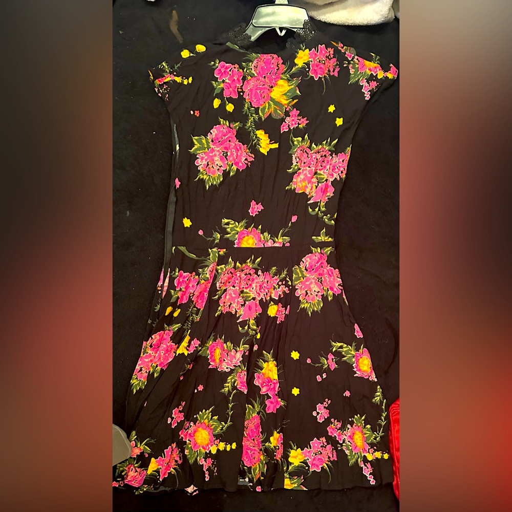Free People Black Floral Dress
